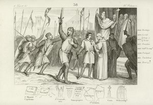 Philip I of France and Pope Urban II rallying followers for the First Crusade, c1095  af French School