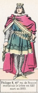 Philippe 2, 42. konge af Frankrig, besteg tronen i 1180, døde i 1223 (farvet indgravering) af French School