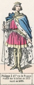 Philippe 3, 45. konge af Frankrig, besteg tronen i 1270, døde i 1285 (farvestik) af French School