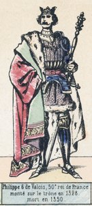 Philippe 6 de Valois, 50. konge af Frankrig, besteg tronen i 1328, døde i 1350 (farvestik) af French School