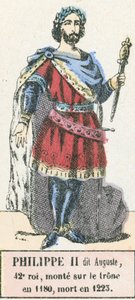 Philippe II dit Auguste, 42. konge, besteg tronen i 1180, døde i 1223 (farvestik) af French School