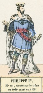 Filip I, 39. konge, besteg tronen i 1060, døde i 1108 (farvestik) af French School