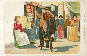 Fotograf, der arbejder udendørs (chromolitho) af French School