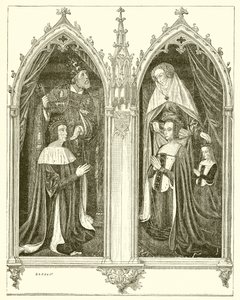 Pierre de Bourbon og Anne de Beaujeu, hans kone af French School