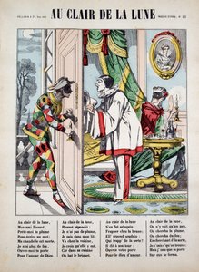 Pjerrot, Harlekin og naboen, ill. af sangen "Au clair de la lune", billede af Epinal af French School