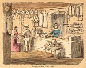 Gris (farvet gravering) af French School