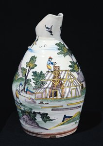 Kande skildrer konstruktionen af en bygning, Sinceny, ca. 1740-50 (fajance) af French School