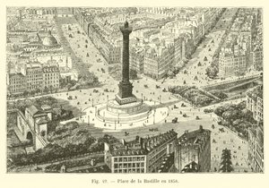 Place de la Bastille i 1858 af French School