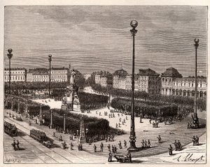 Place de la Republique i Paris - indgravering i "La France illustree: geography, history, administration statistique" af V.A. Malt-brun. 1884 af French School