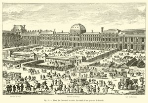Place du Carrousel i 1680, faksimile af en gravering af Perelle af French School