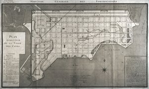 Masterplan for byen Les Cayes, 1789 af French School