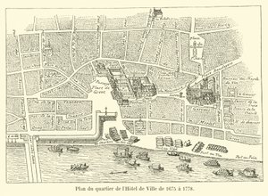 Plan over Hôtel de Ville-distriktet fra 1675 til 1778