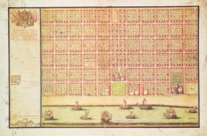 Plan over New Orleans, 1738 (wc på papir) af French School