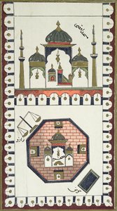 Plan over Al-Aqsa-moskeen og Qubbat Al-Sakhra (Klippekuplen), efter et arabisk manuskript fra det 18. århundrede af French School