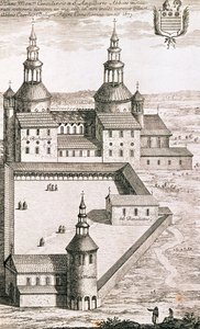Plan for benediktinerklosteret Saint-Riquier i 1673 af French School