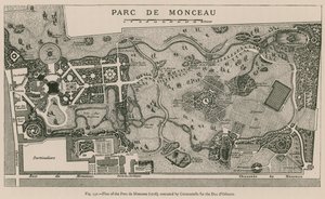 Plan over Parc de Monceau (1718), udført af Carmontelle for Due dOrleans af French School