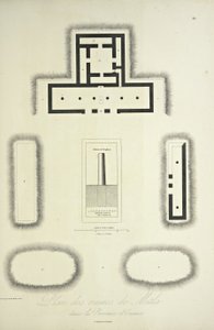 Plan over ruinerne af Mitla i provinsen Oaxaca, illustration fra 