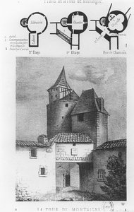 Plan for Tour de Montaigne, ved Saint-Michel-de-Montaigne (litho) af French School