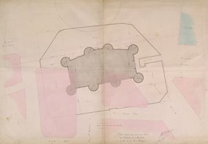 Plan, der viser Bastillens perimeterlinjer, 1830 af French School