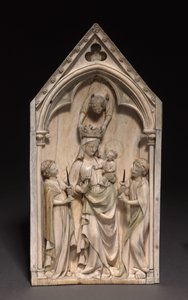 Plade: Jomfruen og barnet med engle, Paris, ca. 1320-1330 af French School