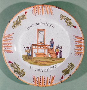 Tallerken med fransk revolutionært motiv til minde om henrettelsen af Louis XVI den 21. januar 1793 (fajance) af French School