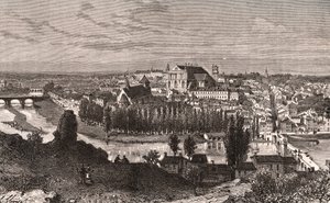 Poitiers - indgravering i "La France illustrée: geografi, historie, statistisk administration" af V.A. Malt-Brown. 1884 af French School