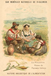 Polenta, måltid af italienske bønder (chromolitho) af French School