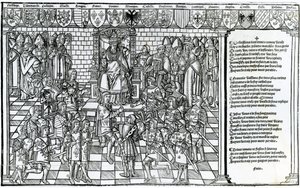 Pave Urban II præsiderer over rådet i Clermont i 1095 af French School
