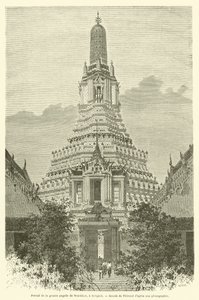 Portal til den store pagode i Wat-Chan, i Bangkok (gravering) af French School