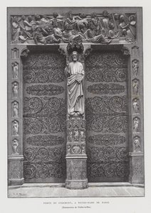Portal for den sidste dom, Notre Dame de Paris (litho) af French School