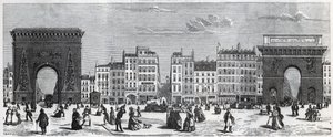 Porte Saint-Denis og rue faubourg Saint Denis - porte saint Martin og rue faubourg Saint-Martin Indgravering i "" Tableau-de-Paris"" af Edmond Texier (1815-1887) af French School