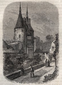 Porte de la Craffe et Nancy-levn af middelalderlige fæstningsværker, erigee i det 14. århundrede nord for den gamle bydel - indgravering i "Histoire de France" af Victor Duruy af French School