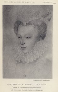 Portræt af Marguerite De Valois (litho) af French School
