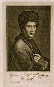 Portræt af Jean Jacques Rousseau (1712-1778). Anonymt værk, stik 1766. Fransk kunst af French School