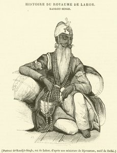 Portræt af Randjit-Singh, roi de Lahor (gravering) af French School