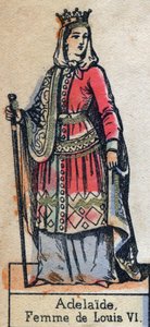 Portræt af Adele de Savoie (Alix eller Adelaide de Maurienne) (ca. 1100-1154), hustru til Ludvig VI af Frankrig. (Kapetisk dynasti). Illustration slutningen af det 19. århundrede. af French School