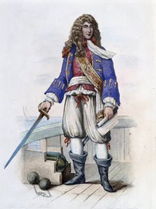 Portræt af admiral Anne Hilarion de Costentin (Cotentin), greve af Tourville (1642-1701) - i "" Le Plutarque francais", af Mennechet, Paris af French School