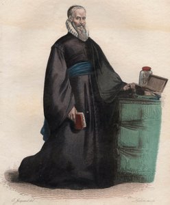 Portræt af Ambroise Pare (1509-1590), fransk kirurg. Illustration fra "" Den franske Plutarch"" af Edmond Mennechet af French School
