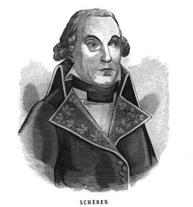 Porträt von Barthelemy Louis Joseph Scherer (1747-1804), Kriegsminister. Gravur in „Les Illustrations De L