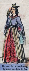 Portræt af Bonne de Luxembourg (1315-1349), hustru til Johannes II af Frankrig. (Kapetisk dynasti). Illustration slutningen af det 19. århundrede. af French School