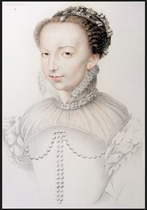 Portræt af Catherine de Medici (1519-89), faksimile af en tegning fra det 16. århundrede, der vises i Portrætter af de mest berømte franske personligheder i det 16. århundrede, af P.G. Niel, Paris, 1848 (grafit o af French School