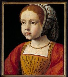 Portræt af Eleonore af Habsburg-barn, dronning af Portugal og derefter af Frankrig (1498-1558) Maleri af den franske skole. 16. århundrede søn. 0,3x0,23 m versailles, slottets museum af French School