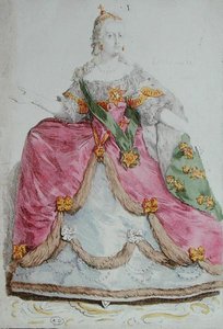 Portræt af kejserinde Catherine II (1729-96) den Store af Rusland, slutningen af det 18. århundrede (farvestik) af French School