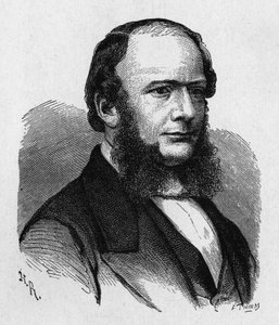 Portræt af Ernest Werner von Siemens (1816 - 1892), tysk ingeniør og industrimand, grundlægger af virksomheden, der skabte den første store europæiske telegraflinje... - i "" Album of Science; berømte videnskabsmænd; Store opdagelser””” 1896. af French School