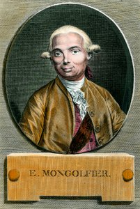 Portræt af Etienne de Montgolfier (1745 - 1799), opfinderen af luftballonen. Stik af det 18. århundrede. Privat samling. af French School
