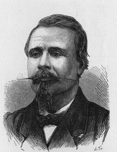Portræt af Eugène Godard (1827 - 1890), fransk aeronautisk kunstner - i "" Album of Science; berømte lærde; Store opdagelser””” 1896. af French School