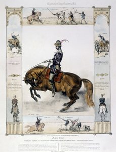 Portræt af Frédéric Grison i "Pittoresk historie om antik og moderne ridning" af Charles Aubry af French School