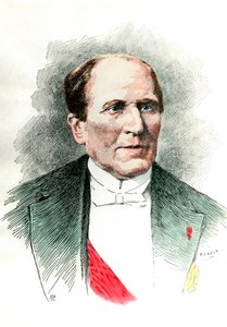 Portræt af Georges Eugene Haussmann kaldet Baron Haussmann (1809 - 1891) præfet af Seinen under det andet imperium. Indgravering af det 19. århundrede. Privat samling. af French School