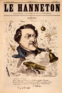 Portræt af Gioacchino Rossini (1792-1868) - i "" Le Hanneton "" af 04/07/1867 af French School