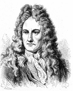 Portræt af Gottfried Wilhelm von Leibniz (1646 - 1716), tysk filosof og lærd - i "" Album of Science; berømte lærde; Store opdagelser””” 1896. af French School
